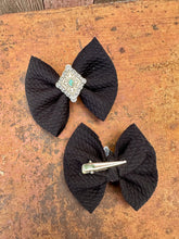Load image into Gallery viewer, Black concho piggy hair clips
