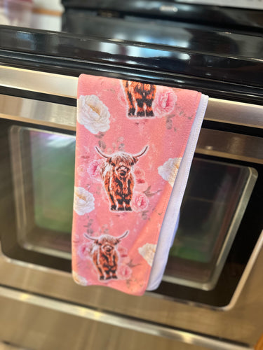 Pink highlander hand towel