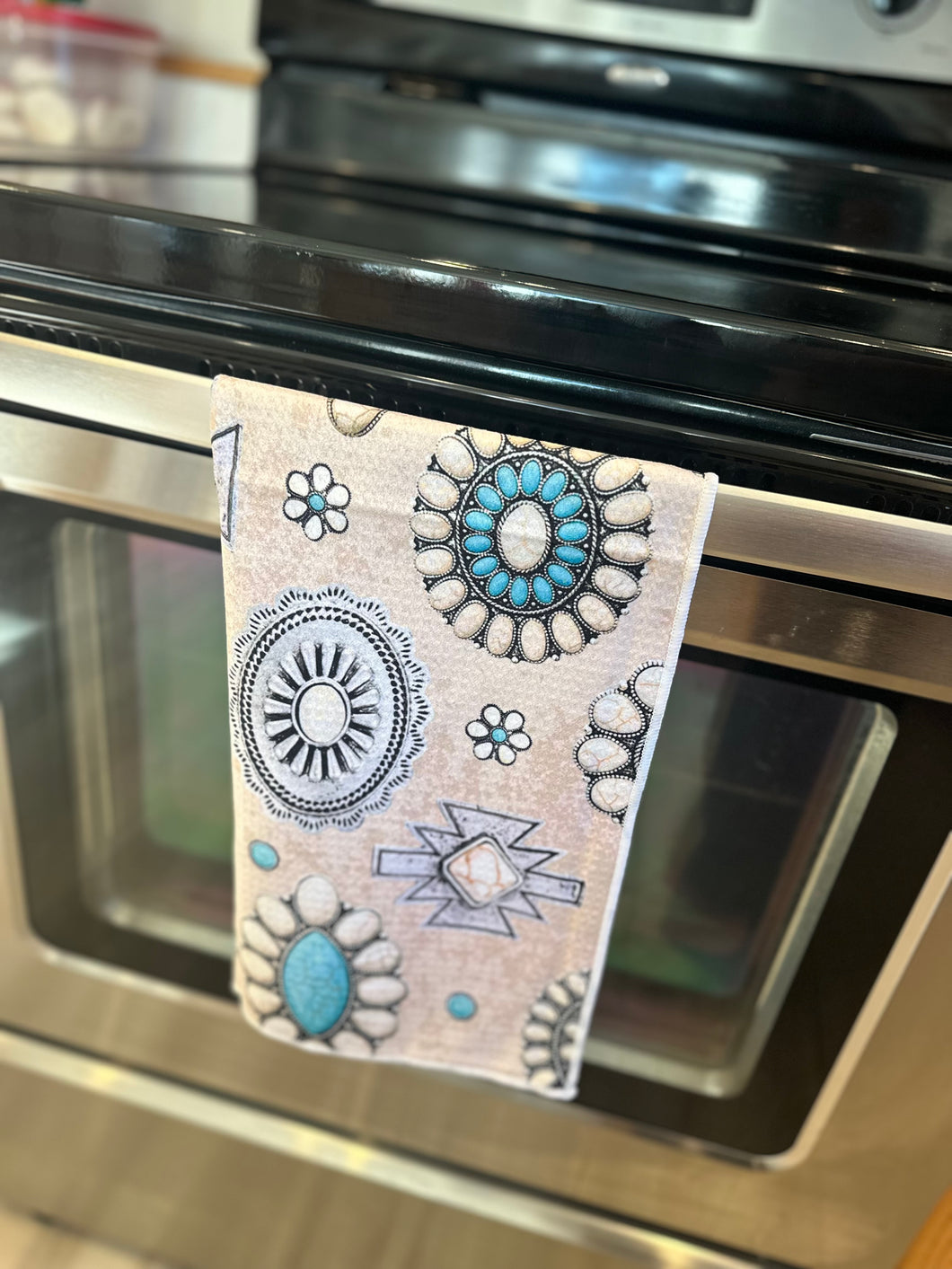 Turquoise concho hand towel