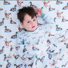 Load image into Gallery viewer, Down by the pond baby swaddle blanket
