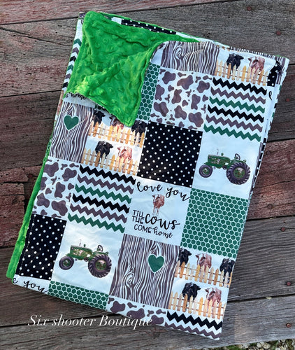 Love you till the cows come home baby Minky blanket