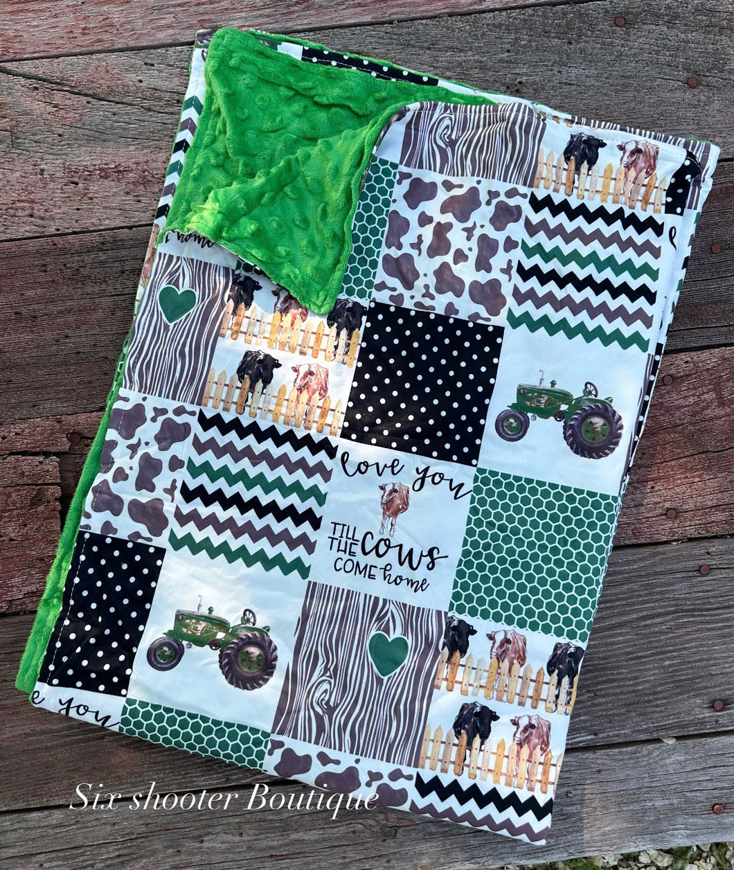 Love you till the cows come home baby Minky blanket