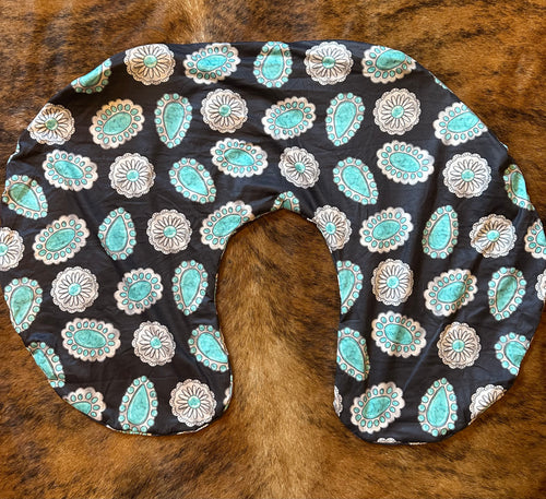 Turquoise concho baby boppy pillow cover