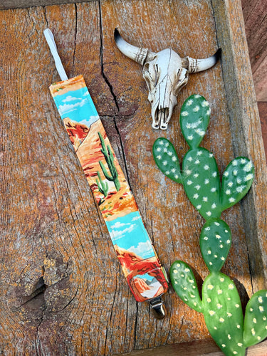 Desert valley baby pacifier clip