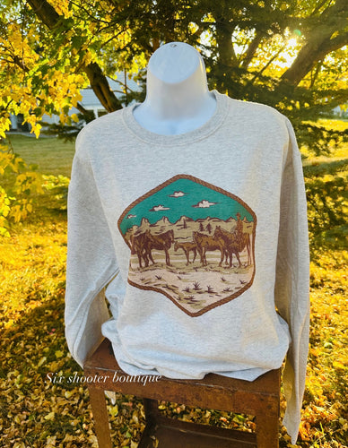 Out west crew neck sweatshirt