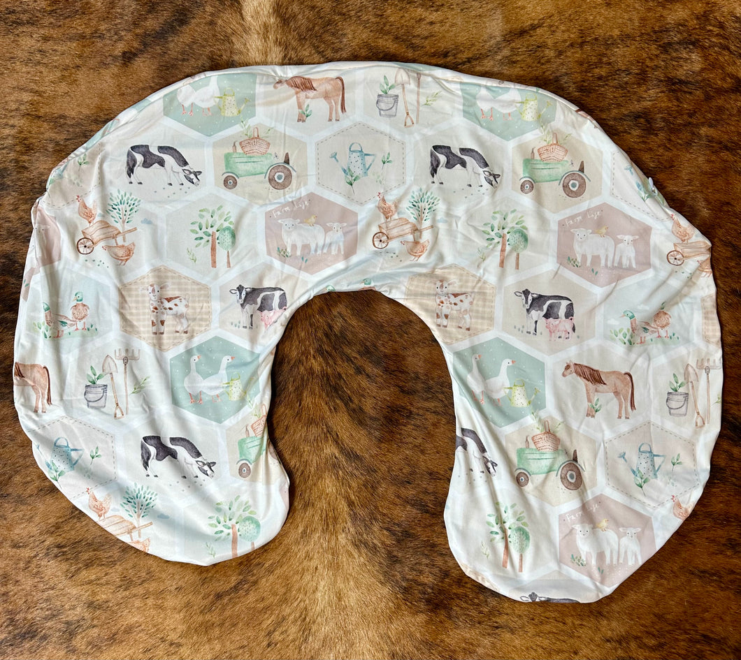 Farm baby boppy pillow cover