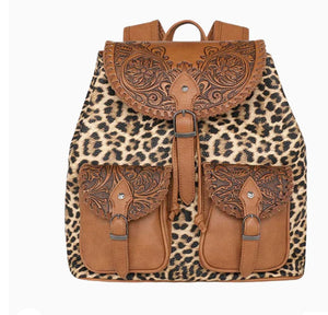 Cheetah tooled backpack purse