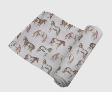 Load image into Gallery viewer, Wild horses bamboo swaddle