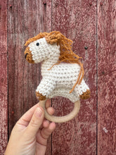 Load image into Gallery viewer, White crochet horse baby rattle