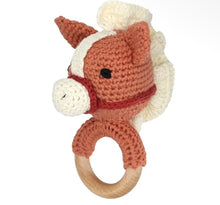 Load image into Gallery viewer, Knit plush horse baby rattle