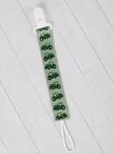 Load image into Gallery viewer, Green tractor baby pacifier clip
