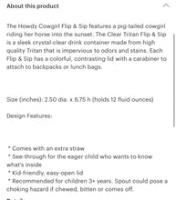 Load image into Gallery viewer, Howdy cowgirl flip &amp; sup kids cup