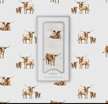 Load image into Gallery viewer, Longhorn muslin bamboo swaddle blanket