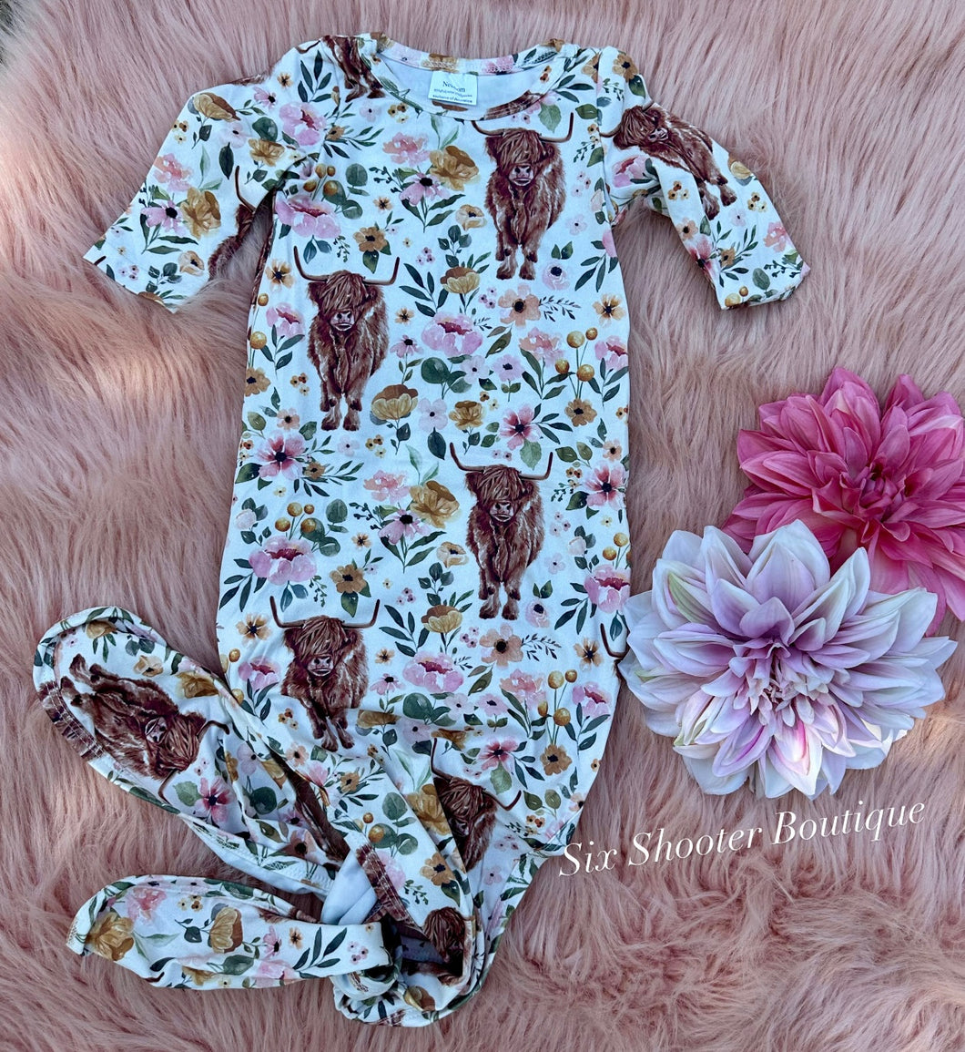 Floral Highlander newborn sleep sack