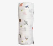 Load image into Gallery viewer, Farm animals baby swaddle blanket