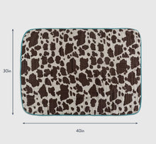 Load image into Gallery viewer, Cowprint / turquoise baby blanket