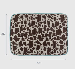Cowprint / turquoise baby blanket