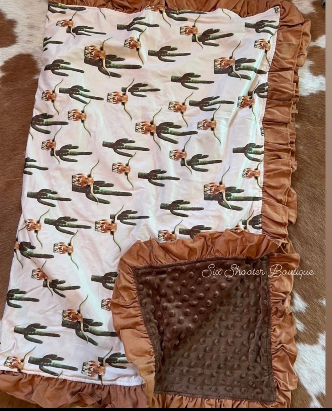 Cactus highlander baby ruffle blanket