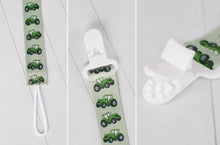 Load image into Gallery viewer, Green tractor baby pacifier clip