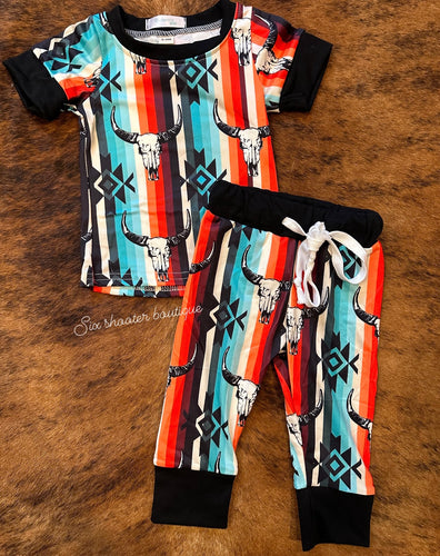 Serape cowskull pj set (sale)