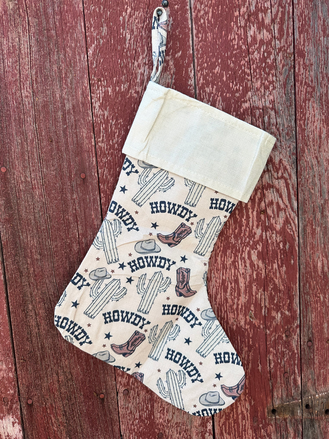 Howdy canvas Christmas stocking (sale)