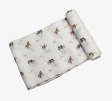 Load image into Gallery viewer, Cow swaddle baby blanket