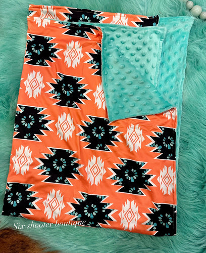 Squash Aztec baby Minky blanket