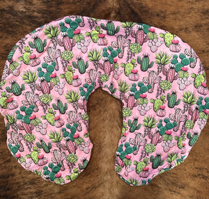 Pink cactus baby boppy pillow cover