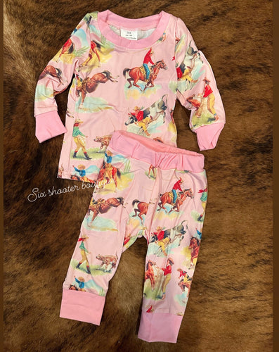 Pink vintage cowgirl pj set