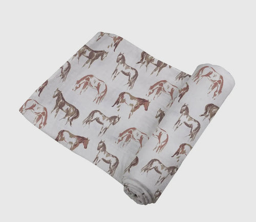 Wild horse baby bamboo swaddle blanket