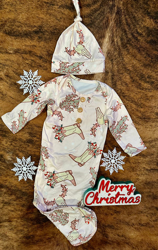 Christmas cowboy boots 0/3 sleep sack/ hat set (sale)