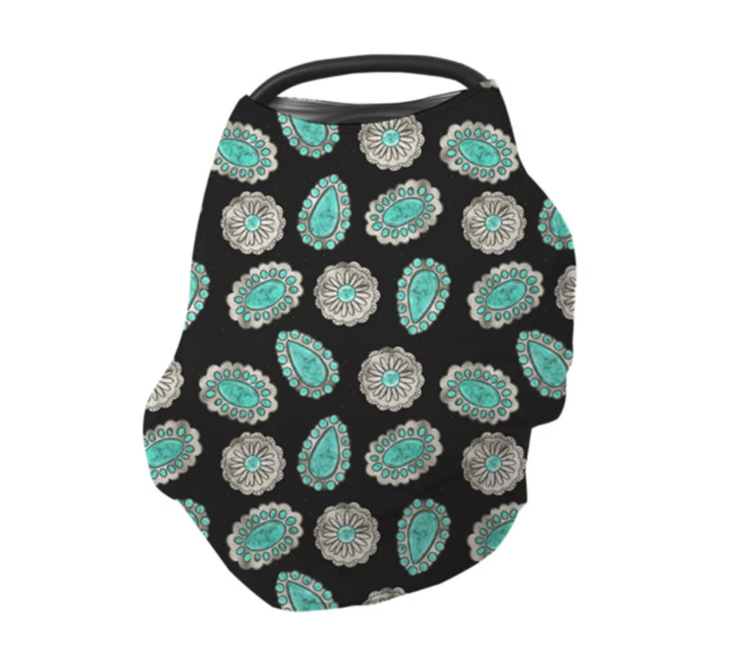 Turquoise concho car seat cover multi use