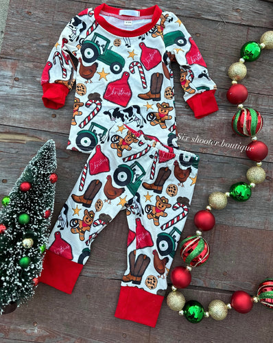 Farm kid Christmas pj set (sale)