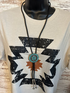 Turquoise faux cluster bolo necklace