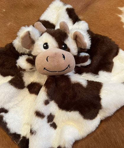 Brown and white baby lovey cow