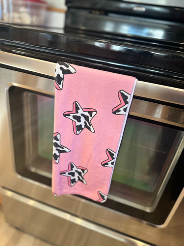 Cowprint star hand towel