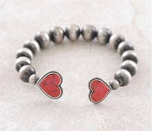 Load image into Gallery viewer, Red heart clamp bracelet