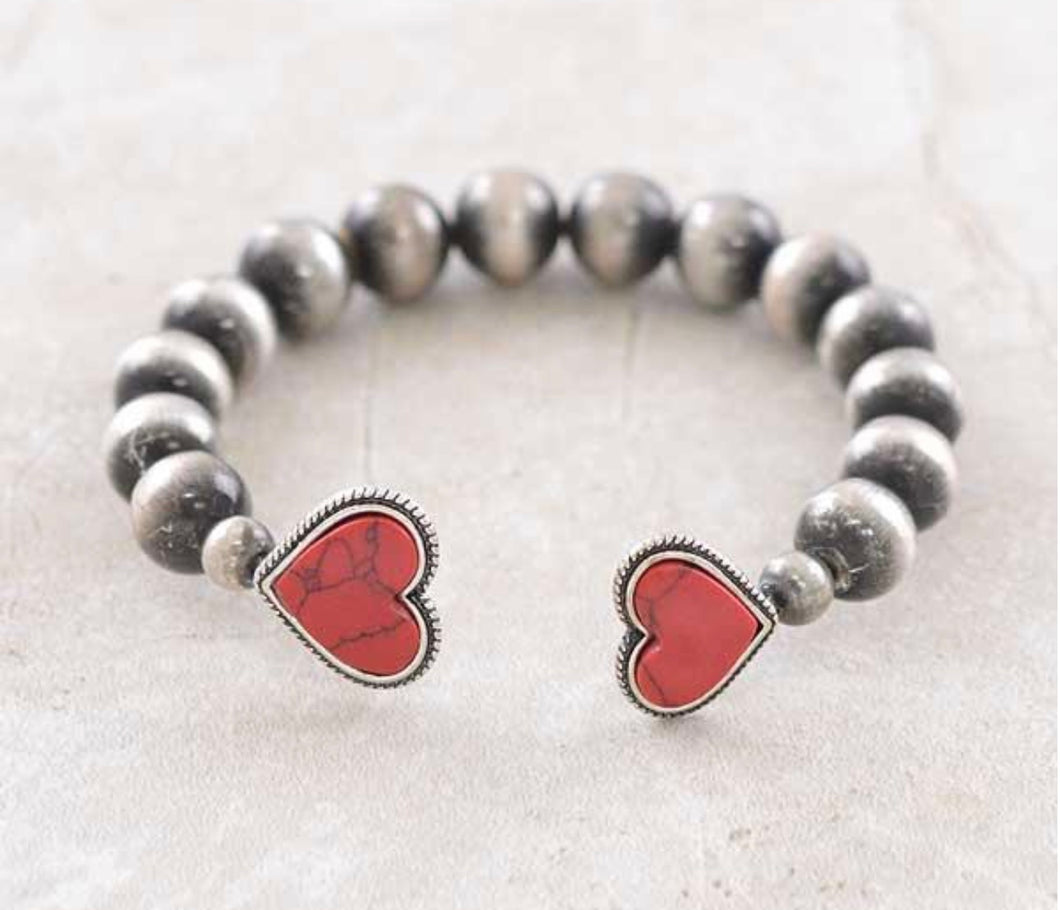 Red heart clamp bracelet