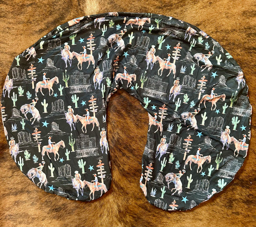 Black Wild West baby boppy pillow cover