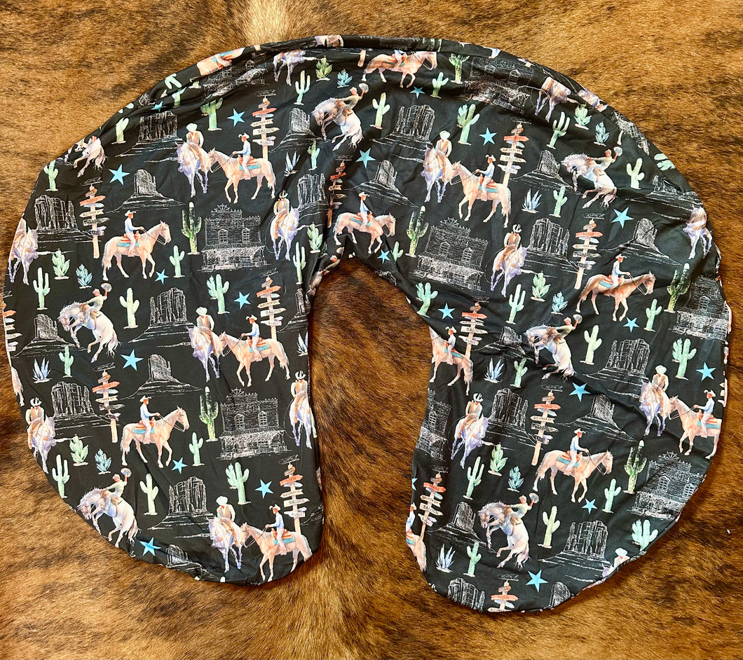 Black Wild West baby boppy pillow cover