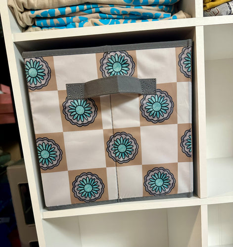 Checkered concho storage bin
