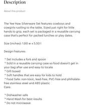 Load image into Gallery viewer, Yeehaw kids silverware set