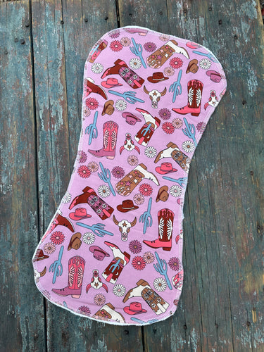 Cowgirl boots baby burp cloth