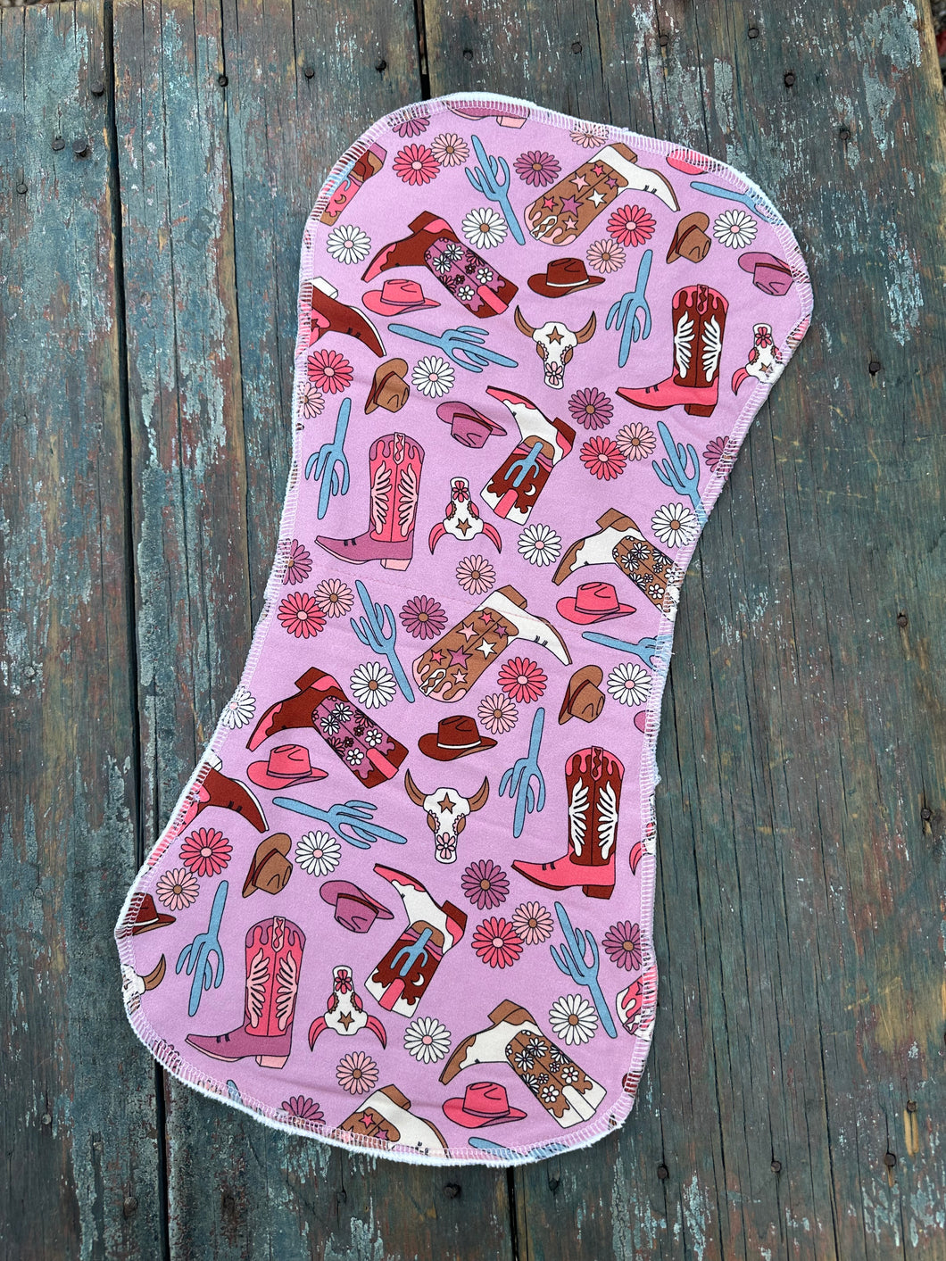 Cowgirl boots baby burp cloth