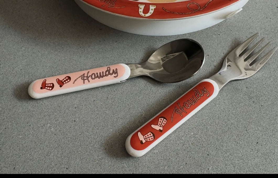 Howdy cowgirl kids silverware set