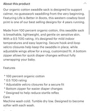 Load image into Gallery viewer, Better in boots cotton baby swaddle sack