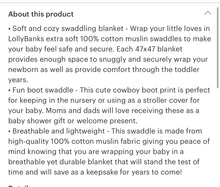 Load image into Gallery viewer, Life is better in boots baby muslin swaddle blanket