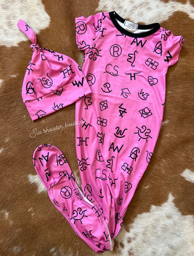 Pink brands baby sleep sack/ hat set