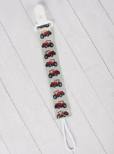 Load image into Gallery viewer, Red tractor baby pacifier clip