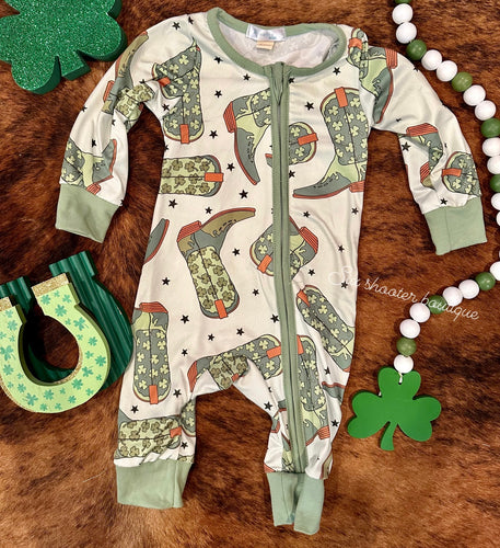 St Patrick’s day boots baby sleeper (sale)